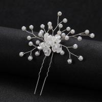 Hair Stick, Iron, with Shell & Plastic Pearl, fashion jewelry & for woman 