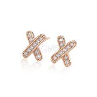 Cubic Zirconia Micro Pave Sterling Silver Earring, 925 Sterling Silver, plated, micro pave cubic zirconia & for woman 6mm 