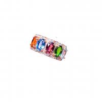 Хрустальное латунное палец кольцо, Латунь, с Кристаллы, Другое покрытие, регулируемый & Женский, Много цветов для выбора, размер:6-8, продается PC