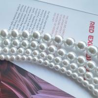 Perlas de Cristal, Perlas de vidrio, Esférico, Bricolaje & diverso tamaño para la opción, Blanco, longitud:aproximado 15 Inch, Vendido por Sarta[