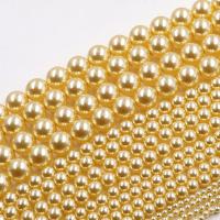Perlas de Cristal, Perlas de vidrio, Esférico, Bricolaje & diverso tamaño para la opción, dorado, longitud:aproximado 15 Inch, Vendido por Sarta