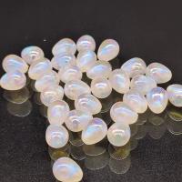 Imitation Pearl Plastic Beads, Plastic Pearl, Teardrop, colorful plated, DIY & half-drilled, white [