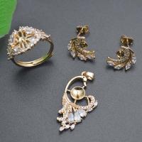 DIY Jewelry Finding Kit, Brass, gold color plated, three pieces & micro pave cubic zirconia, Inner Approx 18.5mm 