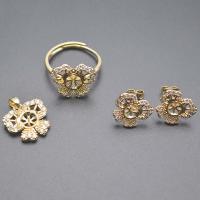 DIY Jewelry Finding Kit, Brass, gold color plated, three pieces & micro pave cubic zirconia & hollow, Inner Approx 18.5mm 