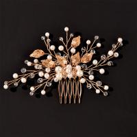 Bridal Decorative Hair Comb, Iron, with Crystal & Plastic Pearl, fashion jewelry & for woman [