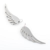 Stainless Steel Wing Shape Pendant, 304 Stainless Steel, plated, DIY, silver color [