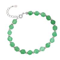 Bracelets Aventurine, argent sterling 925, avec Aventurine, avec 3CM chaînes de rallonge, Placage, bijoux de mode & pour femme, vert Environ 16.5 , Vendu par PC