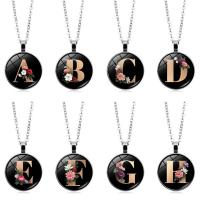 Glass Zinc Alloy Necklace, with Glass, with 2inch extender chain, Alphabet Letter, platinum color plated, oval chain Approx 17.7 Inch 