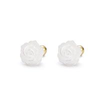White Shell Earrings, 925 Sterling Silver, with White Shell, Flower, plated, fashion jewelry & for woman 
