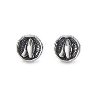 Sterling Silver Stud Earring, 925 Sterling Silver, Hand, Antique finish, vintage & for woman, silver color 