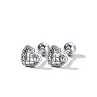 Sterling Silver Stud Earring, 925 Sterling Silver, Heart, vintage & for woman, silver color 