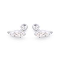 Sterling Silver Stud Earring, 925 Sterling Silver, Wing Shape, fashion jewelry & for woman, silver color 