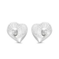 Sterling Silver Stud Earring, 925 Sterling Silver, Heart, fashion jewelry & for woman & hollow, silver color 