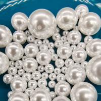 Imitation Pearl Plastic Beads, Plastic Pearl, Round, DIY & half-drilled, white 