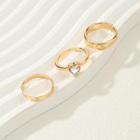 Zinc Alloy Ring Set, gold color plated, three pieces & fashion jewelry & for woman & with rhinestone, 1.7-1.74cm 
