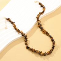 Tiger Eye Necklace, with Zinc Alloy, with 7cm extender chain, gold color plated, fashion jewelry & for woman Approx 40 cm [