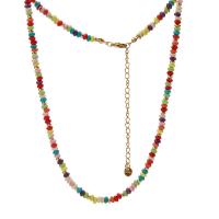 Gemstone Necklaces, Titanium Steel, with Natural Stone, with 8cm extender chain, handmade, fashion jewelry & for woman, multi-colored cm 
