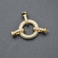 Brass Hook and Eye Clasp, Donut, gold color plated, DIY & micro pave cubic zirconia [