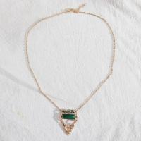 Малахит бисера ожерелье, цинковый сплав, с малахит, ювелирные изделия моды & Женский, длина:Приблизительно 18.89 дюймовый, продается PC