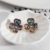 Abalone Shell Earring, Zinc Alloy, with Abalone Shell, Flower, fashion jewelry & for woman, 23mm [