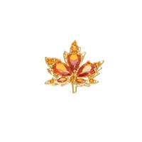 Cubic Zirconia Brooch, Brass, Maple Leaf, fashion jewelry & micro pave cubic zirconia & for woman, golden 