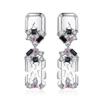 Cubic Zirconia Micro Pave Brass Earring, platinum plated, fashion jewelry & micro pave cubic zirconia & for woman 
