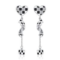 Cubic Zirconia Micro Pave Brass Earring, Heart, micro pave cubic zirconia & for woman & epoxy gel 