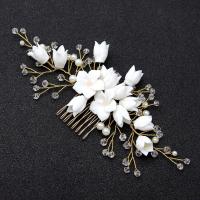 Bridal Decorative Hair Comb, Zinc Alloy, with Polymer Clay & Crystal & Plastic Pearl, fashion jewelry & for woman [