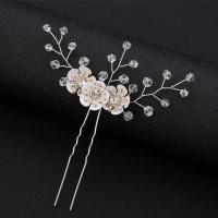 Hair Stick, Iron, with Crystal, fashion jewelry & for woman 