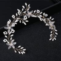 Headband, Iron, with Crystal & Plastic Pearl, fashion jewelry & for woman [