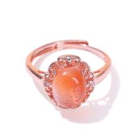 Agate Finger Ring, Brass, with Yunnan Red Agate, Oval, rose gold color plated, fashion jewelry & for woman & with rhinestone Inner Approx 17mm [