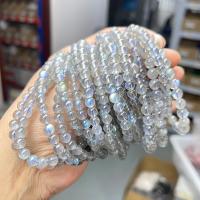 Bracelet Pierre de lune, Moonstone, Rond, poli, bijoux de mode & unisexe & normes différentes pour le choix, gris Environ 18 cm, Vendu par PC