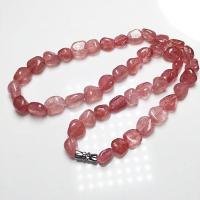 Quartz Necklace, Strawberry Quartz, for woman, pink Approx 43 cm [