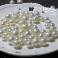 Plastique ABS perles Perles, Rond, Placage coloré, DIY & normes différentes pour le choix, blanc Vendu par sac[