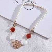 Agate Necklace, Zinc Alloy, with Agate & Plastic Pearl, fashion jewelry & for woman Approx 14.96 Inch 