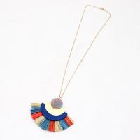 Fashion Multi Layer Necklace, Zinc Alloy, with Rafidah Grass & Wood & Resin, fashion jewelry & for woman Approx 27.55 Inch 