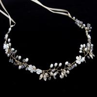Headband, Brass, with Shell & Crystal & Plastic Pearl & Zinc Alloy, fashion jewelry & for woman, golden, 500mm [