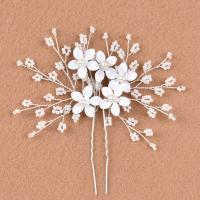 Hair Stick, Iron, with Plastic Pearl, fashion jewelry & for woman, white 