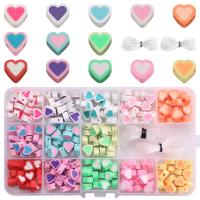 DIY Jewelry Finding Kit, Polymer Clay, with Plastic Box & Elastic Thread, Heart, mixed colors, 10mm 
