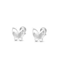 Sterling Silver Stud Earring, 925 Sterling Silver, Butterfly, for woman & hollow, silver color 