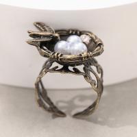 Plastic Pearl Zinc Alloy Finger Ring, with Plastic Pearl, plated, fashion jewelry & Unisex 17mm 