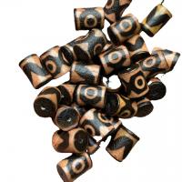 Natural Tibetan Agate Dzi Beads, three-eyed & DIY, two different colored 