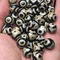 Natural Tibetan Agate Dzi Beads, Round, DIY, two different colored, 14mm 