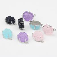 Resin Jewelry Connector, Zinc Alloy, with Resin, Flower, silver color plated, DIY & 1/1 loop Approx 
