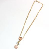 Quartz Necklace, Zinc Alloy, with Rose Quartz, fashion jewelry & for woman Approx 20.86 Inch [