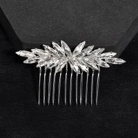 Bridal Decorative Hair Comb, Iron, with Glass Rhinestone, fashion jewelry & for woman, silver color [