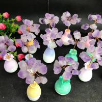 Rich Tree Decoration, Amethyst, with Synthetic Resin, Vase, Mini, mixed colors 