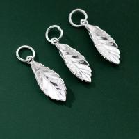 Sterling Silver Leaf Pendants, 925 Sterling Silver, polished, DIY, silver color 