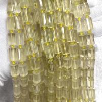 Versilberte Einzelader Murano Europa Perlen, Zitronenquarz, Zylinder, DIY & facettierte, gelb, 10x15mm, Länge:ca. 38 cm, verkauft von Strang