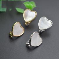 Brass Lever Back Earring Component, with Pearl Oyster, Heart, plated, DIY [